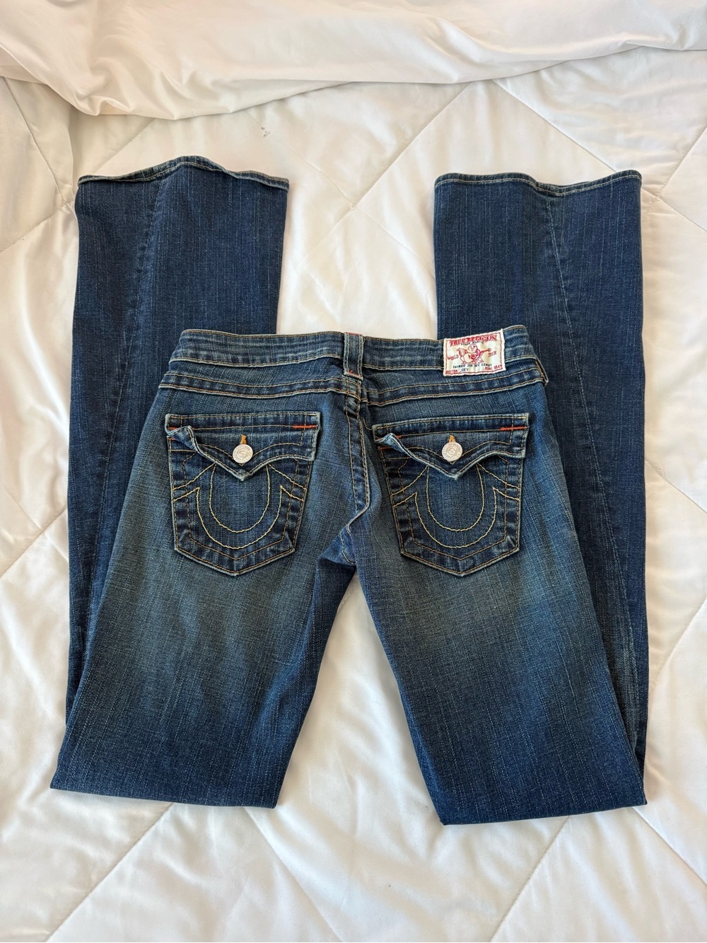 True Religion Women's Medium Blue Bootcut Jeans with Signature Pocket